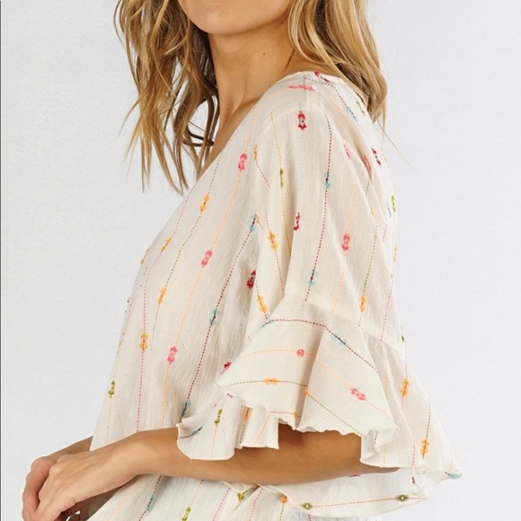 Lovestich ‘Ayla’ Striped Ruffle Sleeve Top - Picture 4 of 8